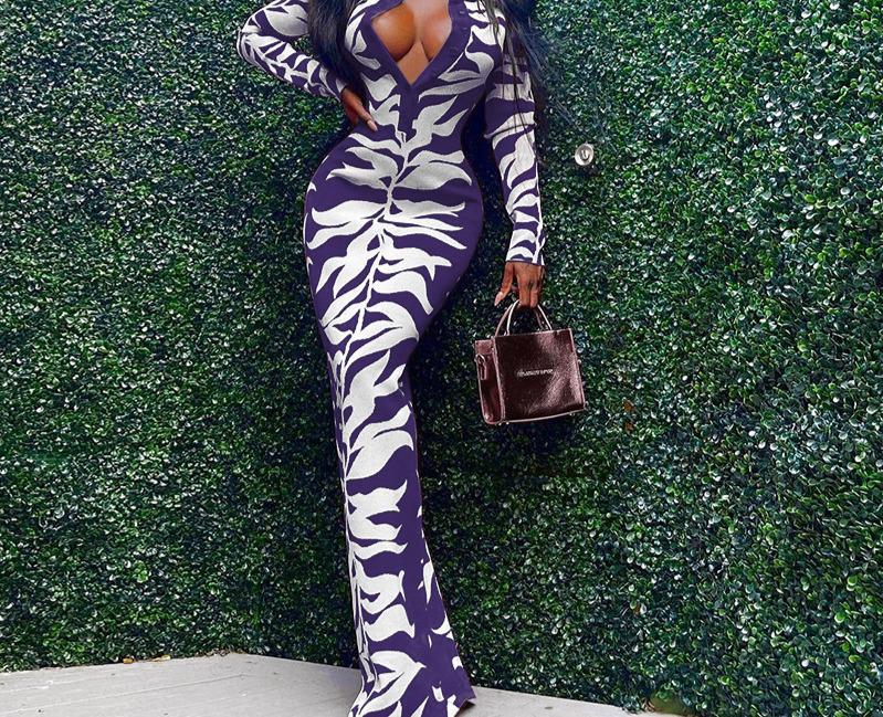 2025 Autumn/Winter Women's Bodycon Lapel Button-Down Printed Long Dress