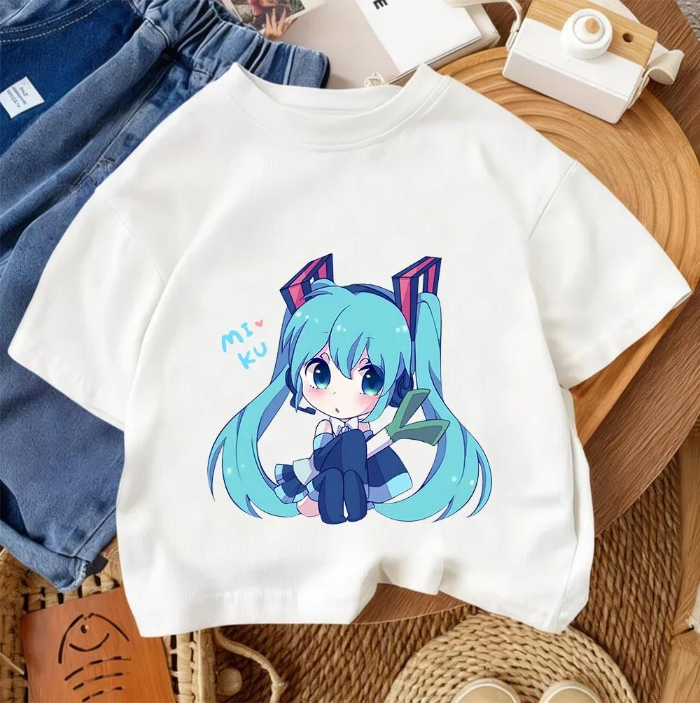 2026 Summer Crew Neck T Shirt For Boys Girls Cute Kawaii Hatsune Miku Cartoon Fashion Street Outfit 314Y