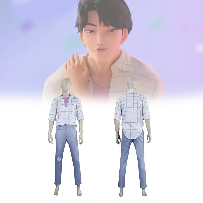 Costume Cosplay Kpop Demon Hunters con Camicia di Jeans e Tuta per Esibizioni Teatrali Anime