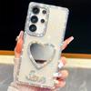 Handmade Sparkly Diamond Heart Mirror IMD Phone Case, Compatible with Samsung S23 Ultra/S24/S25 & A07/A15/A16/A17/A26/A35/A36/A55/A56