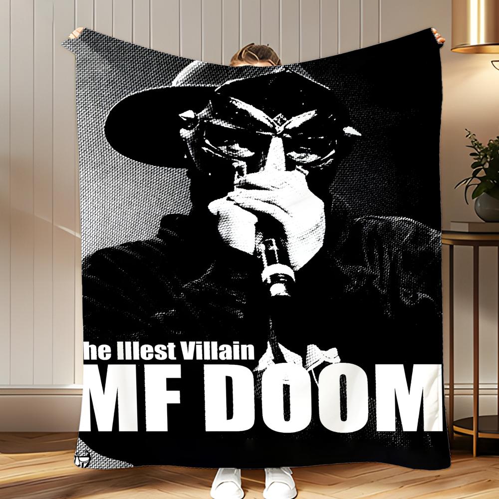 Hiphop Artist MF DOOM Throw Soft Coral Fleece Blanket 310gsm Fluffy Warm Throw for Sofa Bed Couch Bedroom Decor