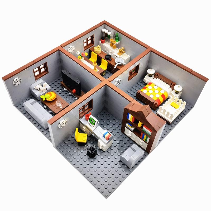 MOC City Casa Blocchi da Costruzione Giocattoli per Ragazzi Ragazze Blocchi Fai da Te Modello Arredamento Soggiorno Cucina Juguetes Bloques Giocattoli per Bambini