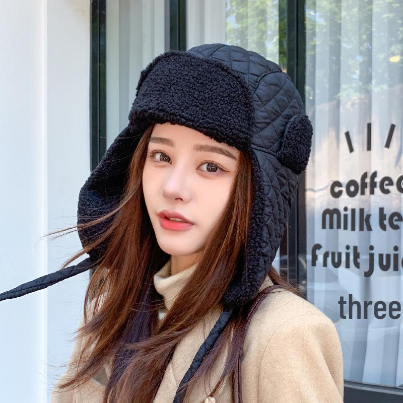 

Women s Winter Lei Feng Hat with Ear Protection and Velvet: Thick, Windproof, and Ideal for Outdoor Cycling and Snow. One Size чёрный