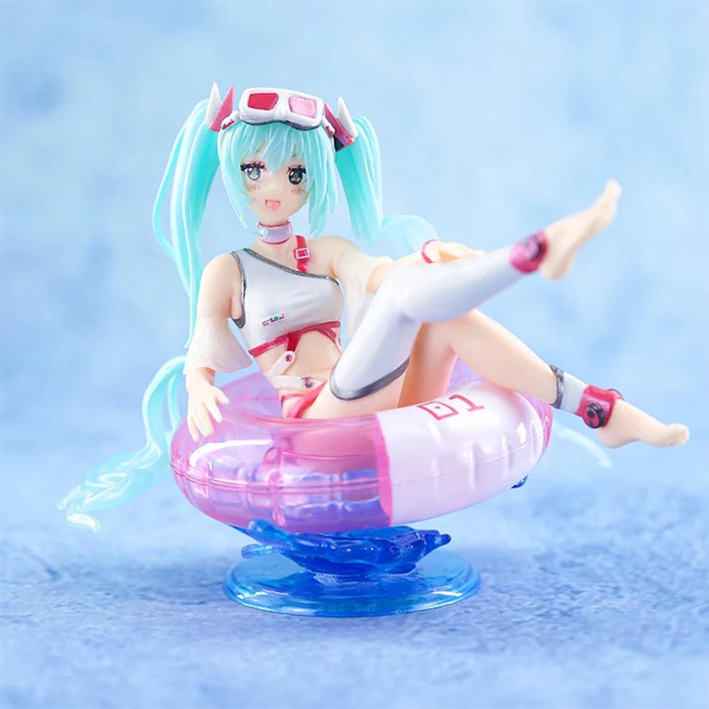 New Hatsune Miku Anime Figure Aqua Float Girls Elaina Action Figure Kawaii Sit Swimming Ring Girl Figurine Collectible Toys