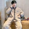 Men's Plus Size Flannel Fleece Home Wear Set - Thickened for Autumn and Winter