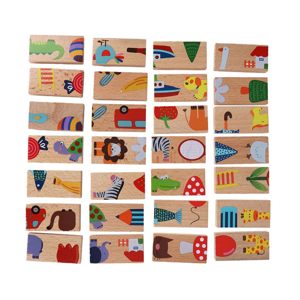 28pcs/set Animal Colored Building Blocks Set Wood Puzzle Educational Toy Baby Kids Games