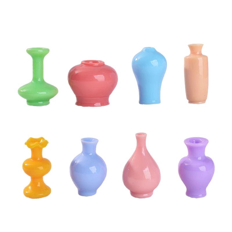 8Pcs Mini Colorful Vase Bottles/Pots Handmade Dollhouse Miniatures Vase Doll House Decora Kitchen Ornament Diy Accessories