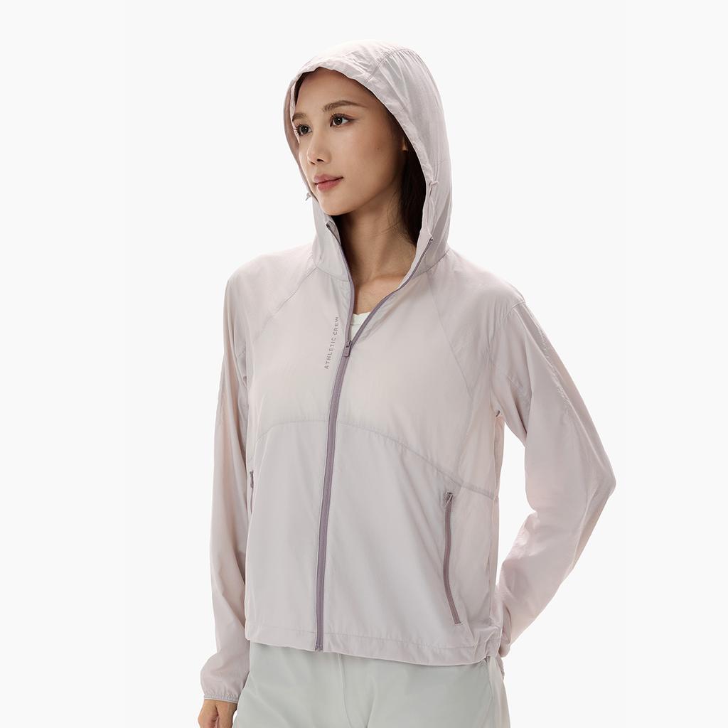 Li Ning Fitness Series Hooded Letter Logo Stitching Sun Protection Jacket Women jackets AFDW734-7