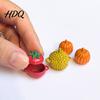 Dollhouse Food Decor Mini Fruit Shaped Stew Pot with Lid Tomato Pumpkin Durian Cooking Small Alloy Pot 1:12 Scale Doll House Kitchen Accessory,