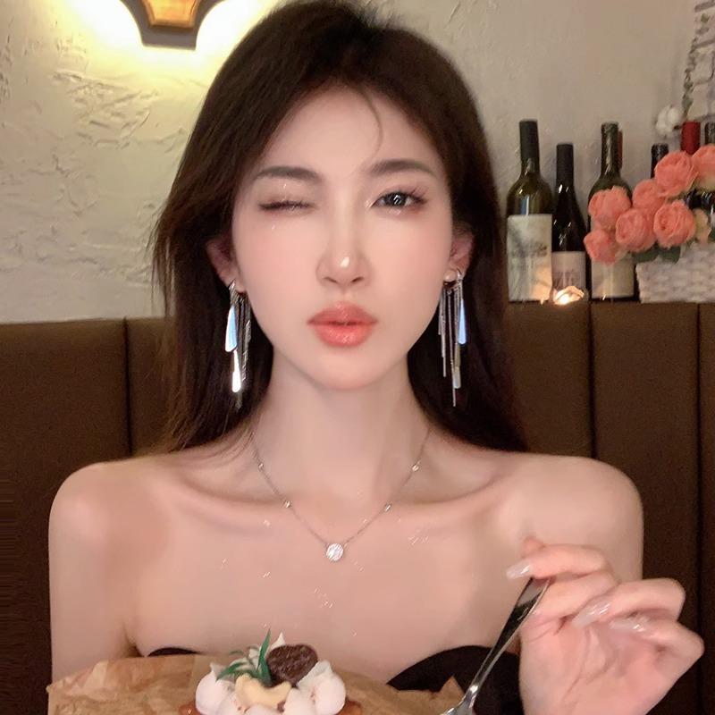 Long Fringed Earrings Niche Design New Light Luxury Stud Earrings Premium Earrings Women
