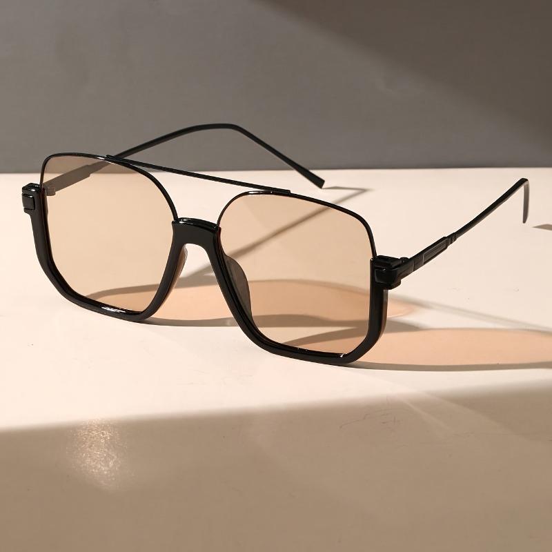 1 pair of women's large frame trendy double beam fashionable decorative glasses suitable for daily use