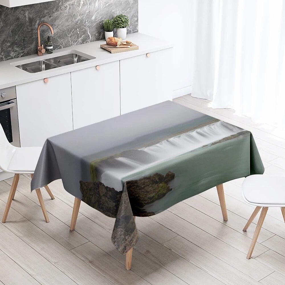 Față de masă cascadă peisaj natural anti-petare impermeabilă dreptunghiul de bucătărie masă de sufragerie decor acasă