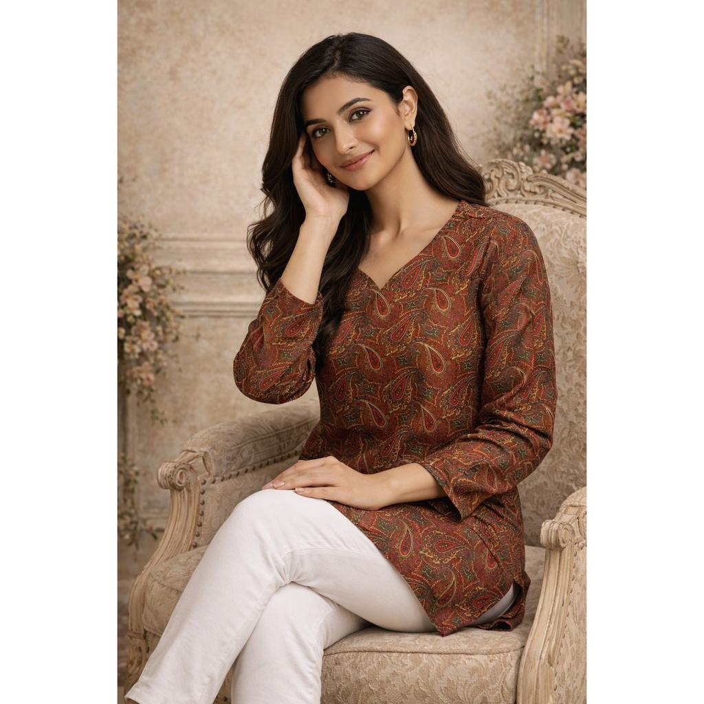 Indian Women Casual Wear Short Kurta Set Bollywood Designer Ethnic Top Kurta Set