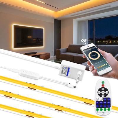 24V COB LED Streifenlicht 2M 5M Bluetooth Fernbedienung Flexibles Band Dimmbarer LED Streifen für TV Hintergrundbeleuchtung Schrank Küche Schlafzimmer Beleuchtung