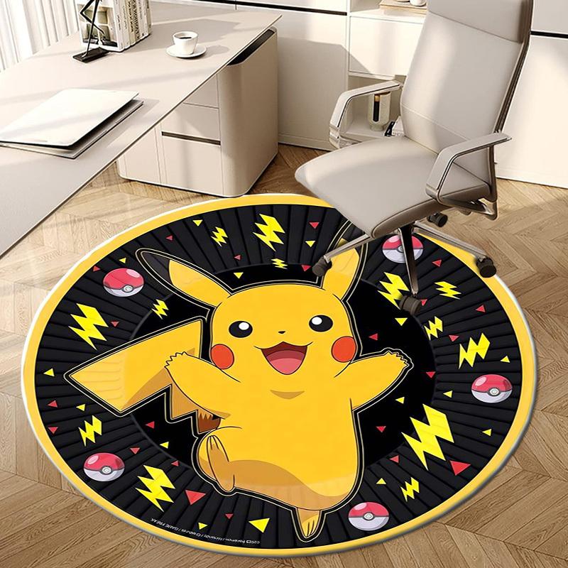 1pc Pikachu Lightning Bolt Round carpet, Made of Polyester,Perfect for Decorating Office Chairs, Living Rooms,Vibrant Decorative Rug
