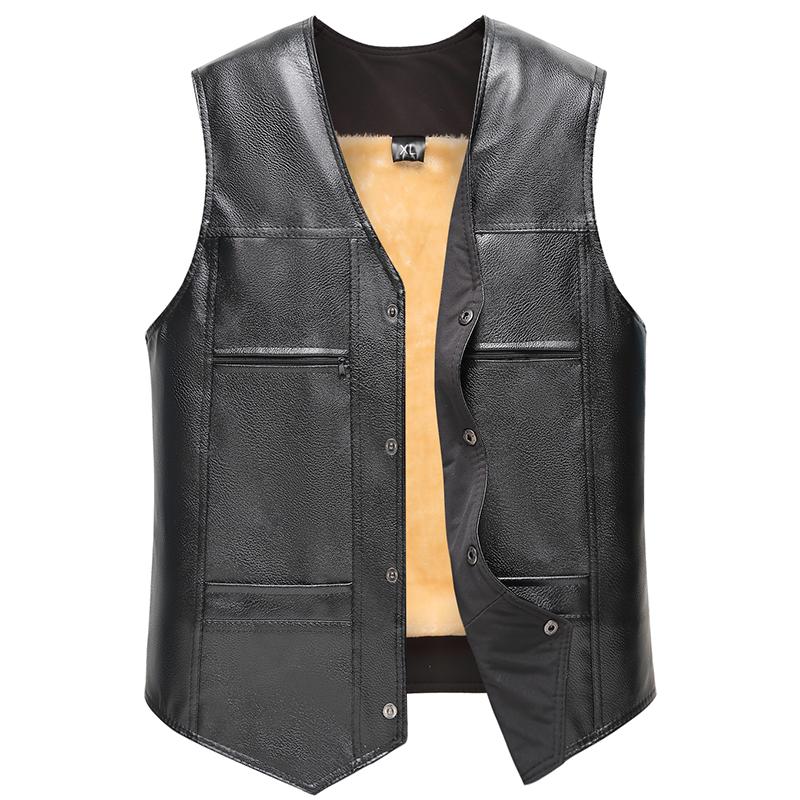 Gilet in Pelle Caldo Casual Largo Plus Velluto Ispessito Gilet da Uomo Autunno e Inverno Gilet Giacca