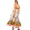 Sexy women's cotton and linen suspender graffiti print sleeveless big swing dress