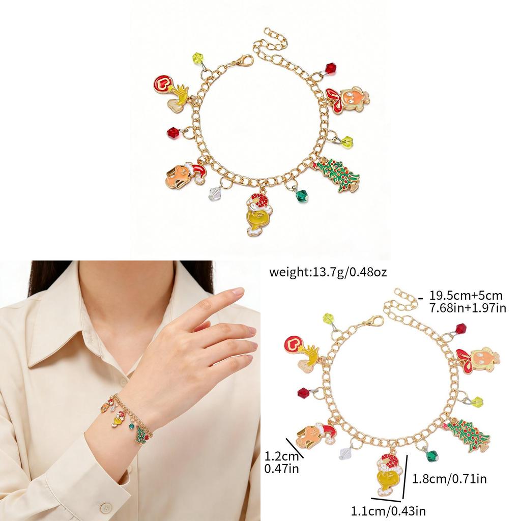 Christmas Chain Bracelet With Cartoon Characters For Holiday Party Gift And Festive Decor