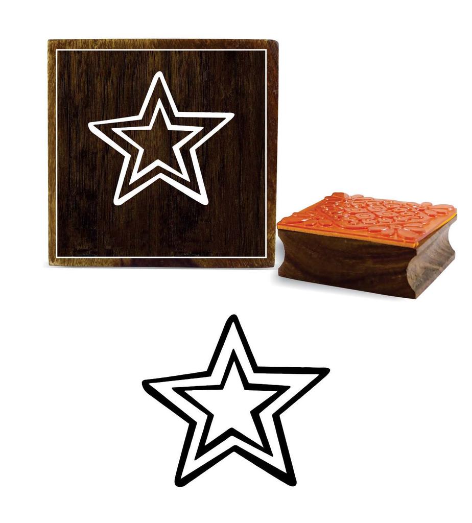 Printtoo Star Design Wooden Rubber Stamp Scrap-Booking Square Craft Block-2 x 2