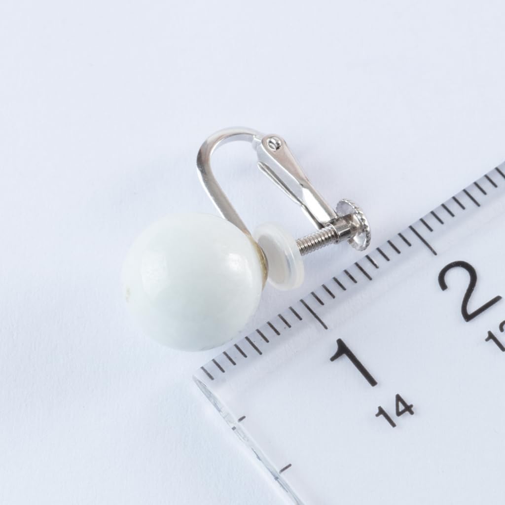 Itoigawa Natural Jade 10mm Bead Earrings White Spring Japanese Stone Jomon Power Stone Jade Workshop Certificate APS0121 (Screw Type/Silicon Cover)