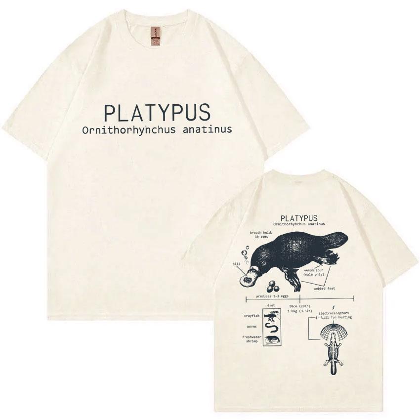 Funny Platypus Anatomy Graphic T-shirt Unisex Women Casual Oversized Short Sleeve T Shirts Unisex's Vintage Cotton T-shirts Streetwear