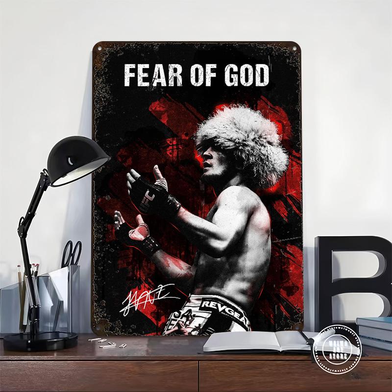 Poster di Khabib Nurmagomedov Arte da Parete Personalizzato Segnali Metallici Vintage Targhetta in Latta Retrò per Man Cave Decorazione Articoli per la Decorazione della Casa