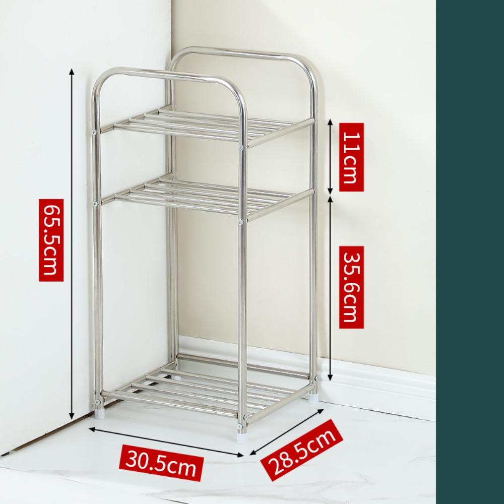 Stainless Steel Bathroom Storage Shelf 2/3 Tier Heavy Duty Bedroom Rack Minimalist Bookshelves Nightstand Living Room Decor