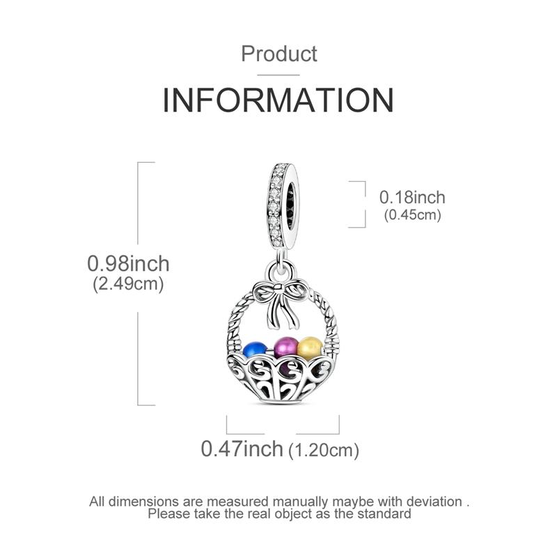 Original Copper Easter Flower Basket Egg Pendant Beads Charms Fit Bracelets Diy Jewelry Gift