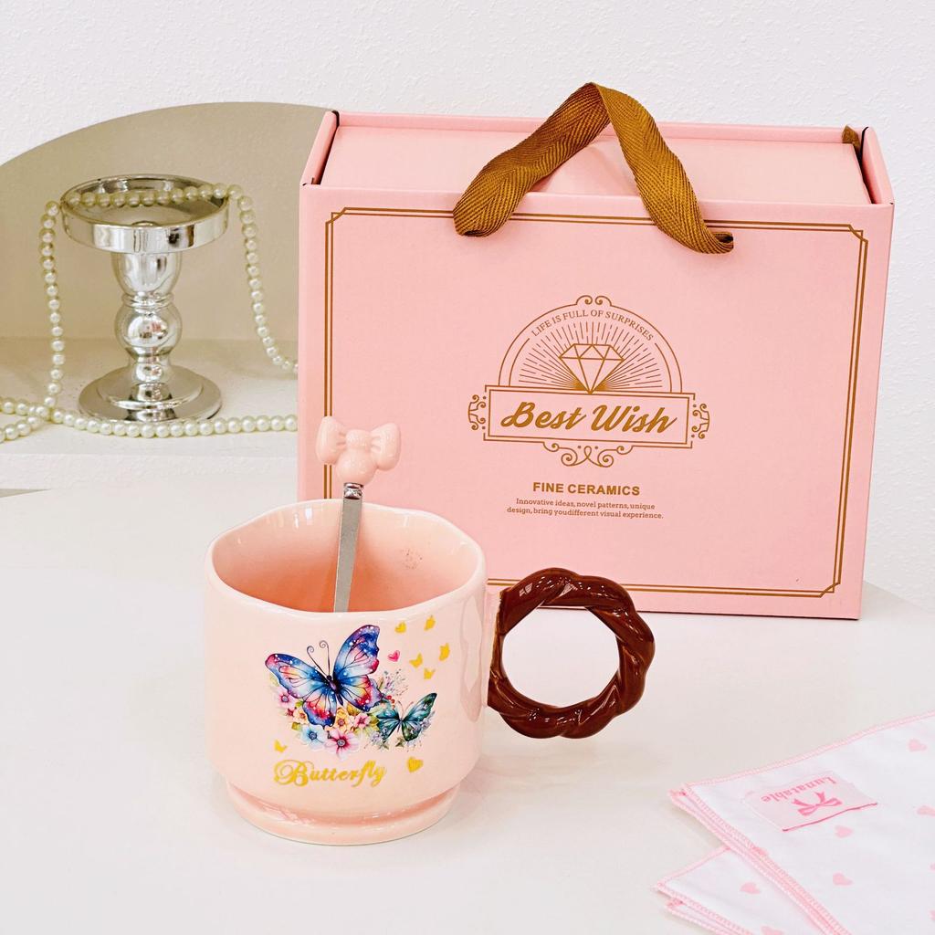 Papa Ente mit Deckel Tasse Niedliche Keramiktasse Paar Hoch aussehendes Mädchen Herz Geschenk Mädchen Wasserbecher