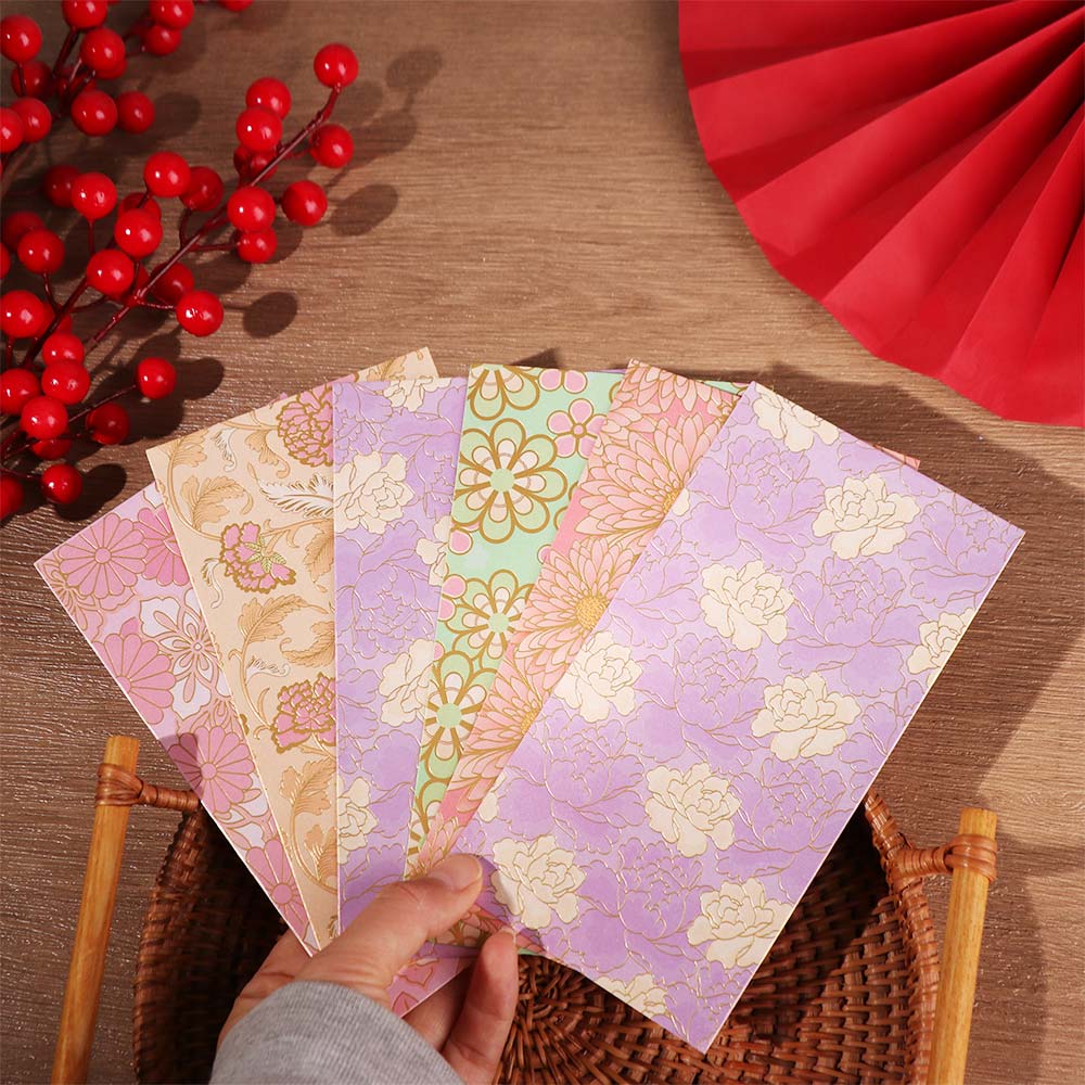 6pcs Mixed Pattern Lucky Money Bag Thickened Money Bag Hongbao  Chinese New Year