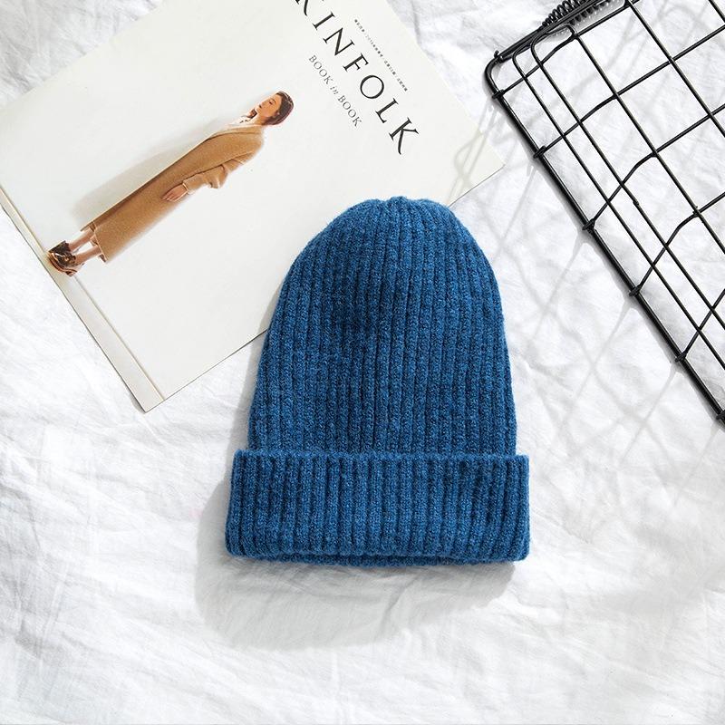 Solid Color Extended Wool Hat Women's Winter Versatile Cold-proof Loose Warm Casual Knitted Hat Men