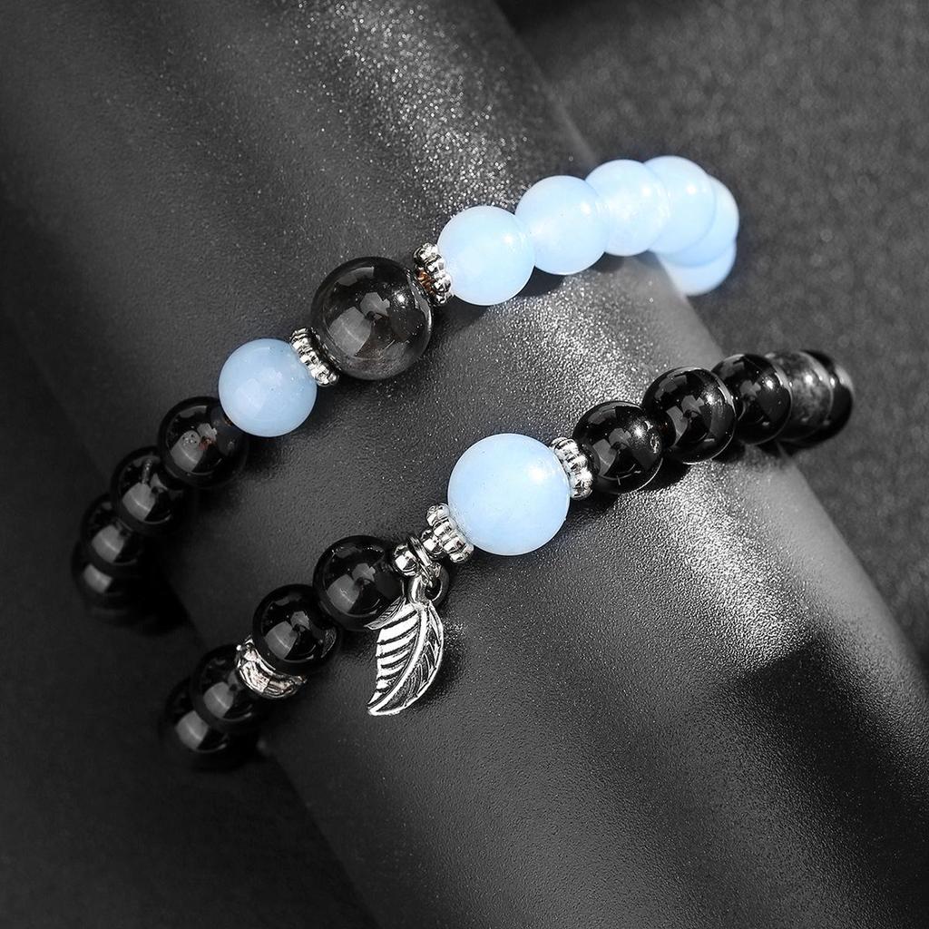 Cosmic Sailing Natural Black Obsidian Bohemian Crystal Bracelet