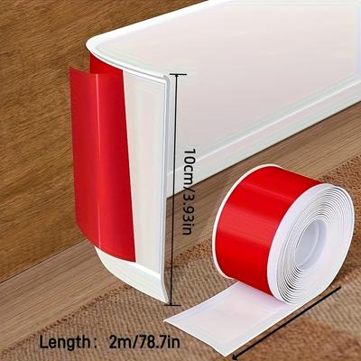 1 Peça 2m x 10cm Rodapé de PVC Autoadesivo Borracha Rodapé Impermeável Tiras de Fechamento de Borda para Base de Fundo da Sala