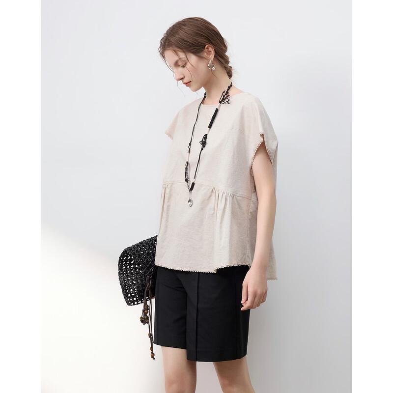 Demana Linen Blend Cap Sleeve Blouse