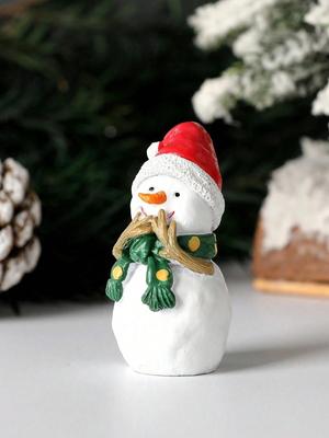 Mini Christmas Figurines Cute Snowman,Santa & Reindeer Design Desktop Ornaments Small Resin Decor for Xmas Tree, Home&Party Gift