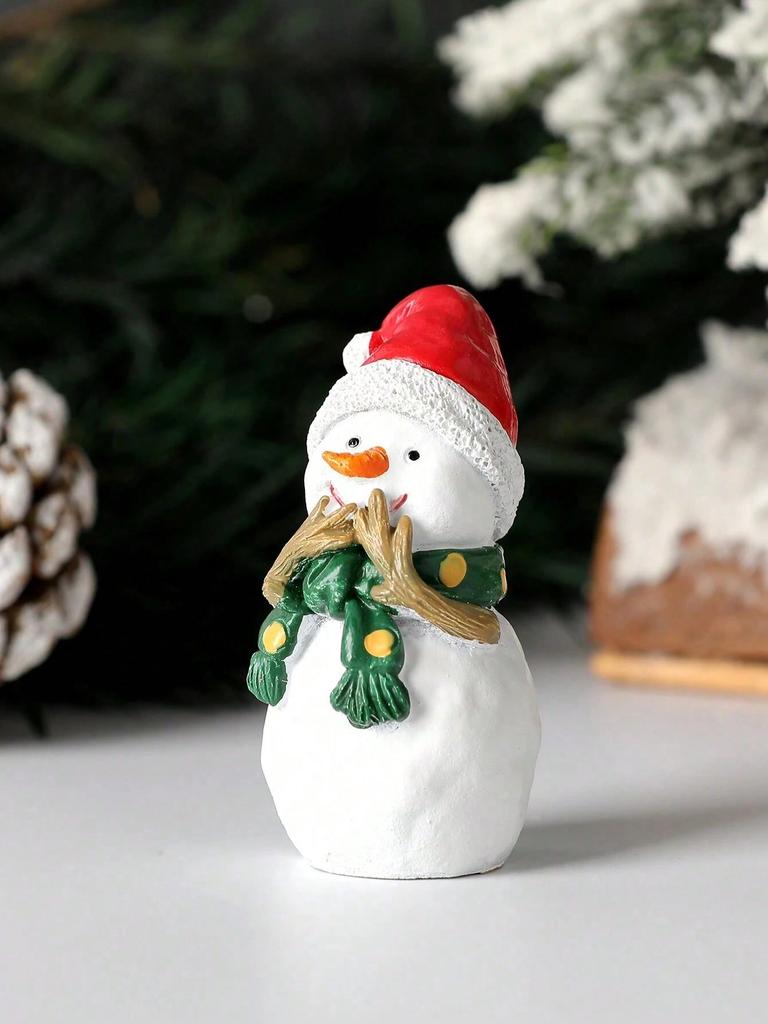 Mini Christmas Figurines Cute Snowman,Santa & Reindeer Design Desktop Ornaments Small Resin Decor for Xmas Tree, Home&Party Gift