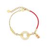 National Trend Hetian Jade Gourd Bracelet with S925 Sterling Silver Chinese Peace Blessing, Ancient Style Red Rope Jewelry