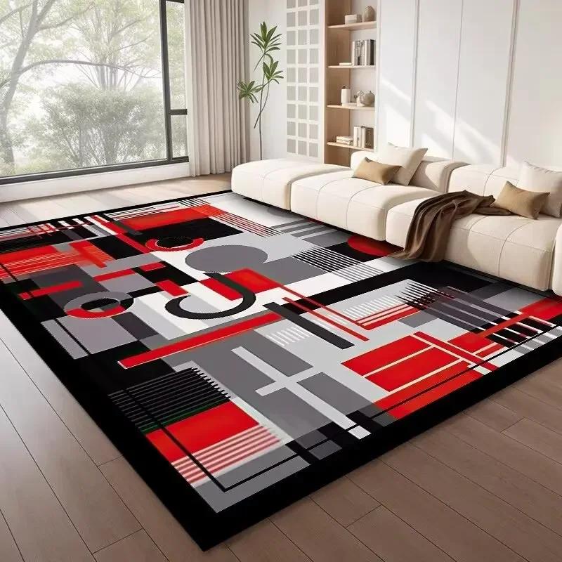 Nordic Style Geometric Large Rugs for Living Room Modern Decoration Home Carpet Light Luxury Bedroom Rug Washable Mat