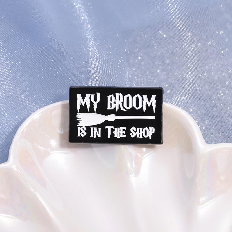 Adorable Cartoon Black Flying Broomstick Alloy Brooch With Colorful Enamel For Unique Styling