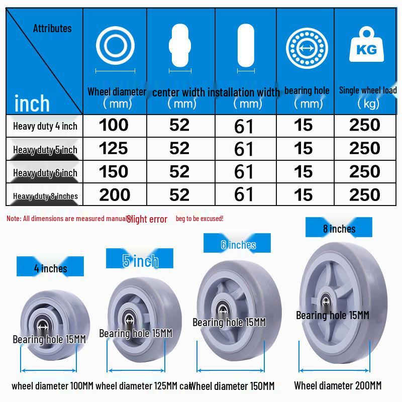 Silent Swivel Casters: Heavy-Duty TPR Wheels for Flatbed Trucks & Flight Cases (3-8 inch)