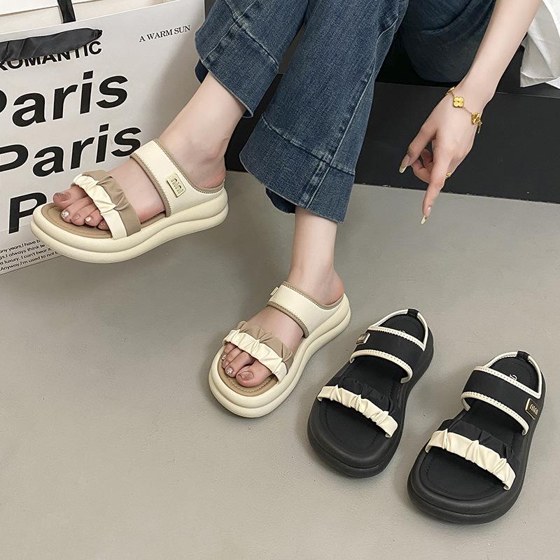 French with skirt sandals women's summer wear 2025 new soft-soled non-slip not tired feet beach cool slippers