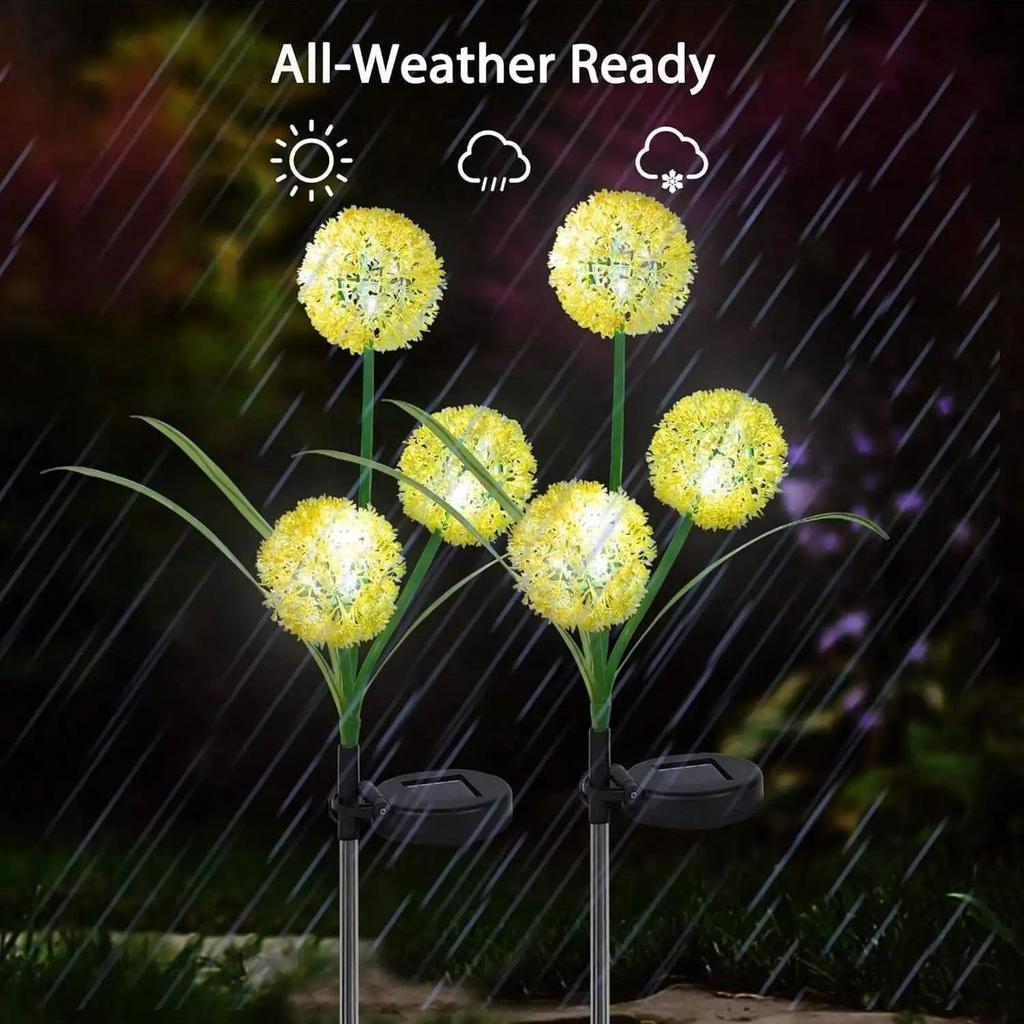 Outdoor Solar Dandelion Flower Lights - LED Garden Stake Lights for Patio & Yard