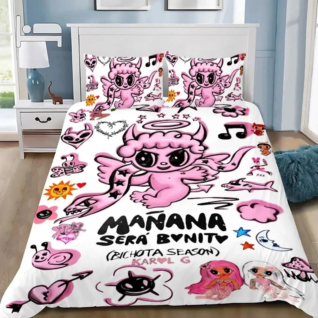 Sexy Karol G Bettbezug Kissenbezug Neues Album Manana Bettwäsche-Set Sänger Ganzjahres-Bettdecke Teenager Einzelbett Doppelbett Queen King