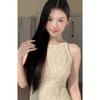 French lace inner dress women's spring design sense small slim fit short waist and hip vest skirt