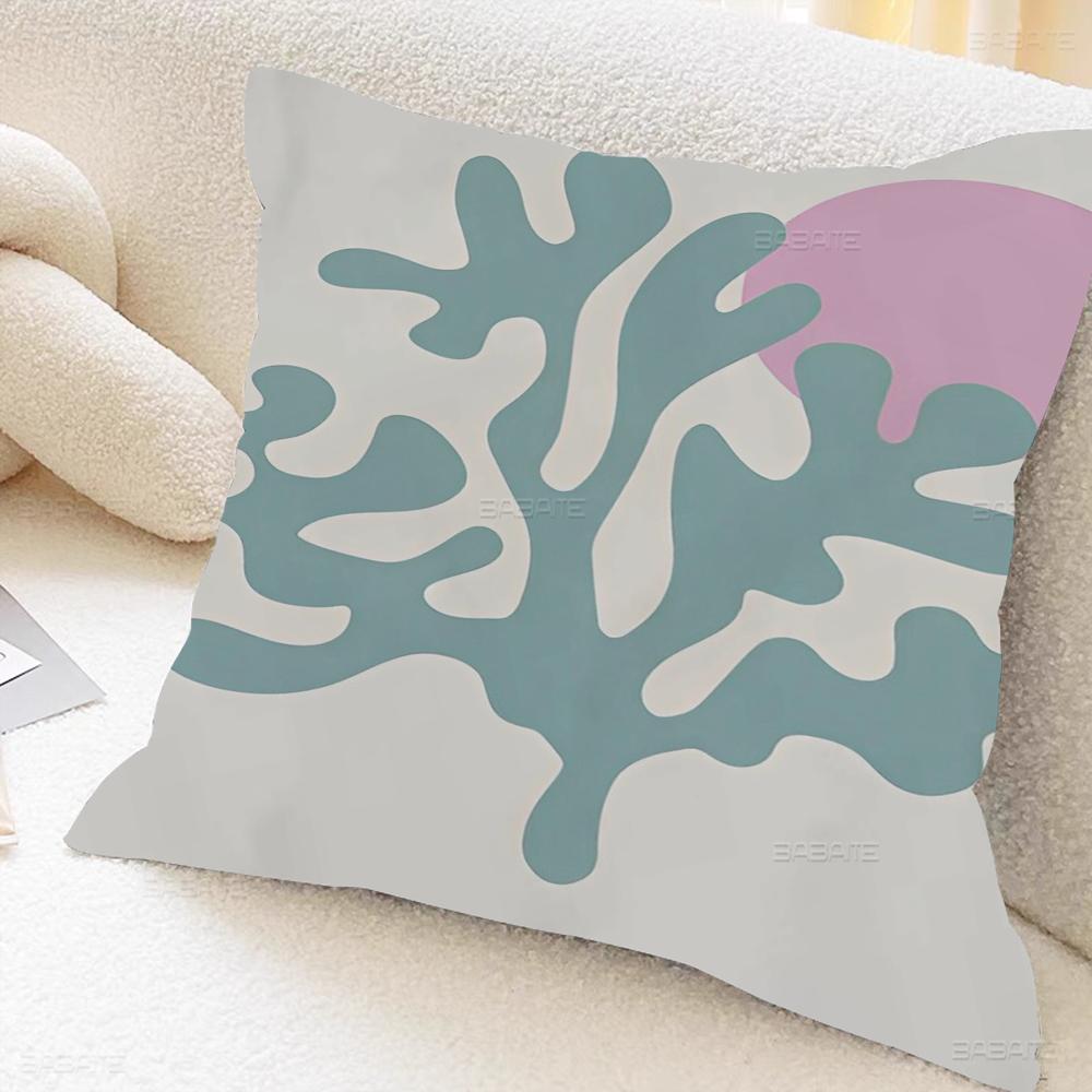 Matisse Flowers Leaf Pillow Covers Cartoon Sofa Decorative Home Double-sided Printing Short Plush Cute Cushion Cover