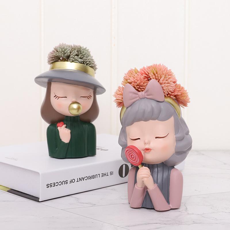 Modern Girl Garden Pot for Succculents Plants Planter, Creative Portrait Figurine Decorative Flower Pots, Home Desktop Decor