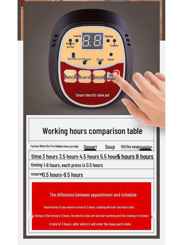 In Stock Fully Automatic Electric Stew Pot: 2.5-6L Ceramic Multi-functional Clay Pot for Soups, Porridge, and Health Cooking