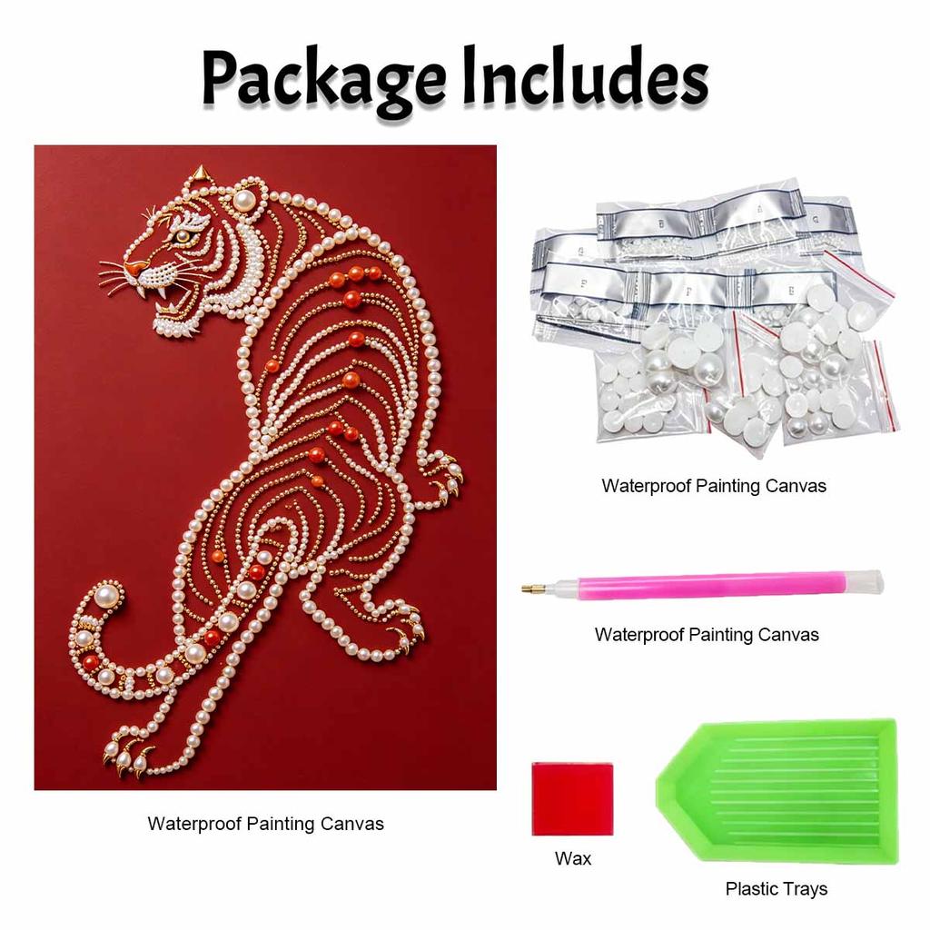 5D DIY Pearl Diamond Painting Kit Majestic Tiger Full Drill Embroidery Mosaic Art Home Wall Decor Gift