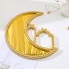 Elegant Moon Food Serving Tray Gold Color Moon Shaped Ramadan Festival Art Tray Hollow Design Decorative Ramadan Decorative Tray