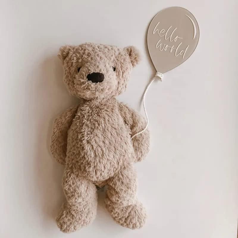 Hello World Balloon Acrylic Baby Monthly Cards,DIY 3PCS Milestone Balloon Blanks for Birth Announcement Gift Plaque, Maternity Fresh 48 Hospital Sign